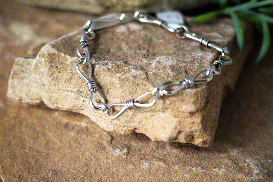 Sterling Silver Handmade Link Bracelet 8"