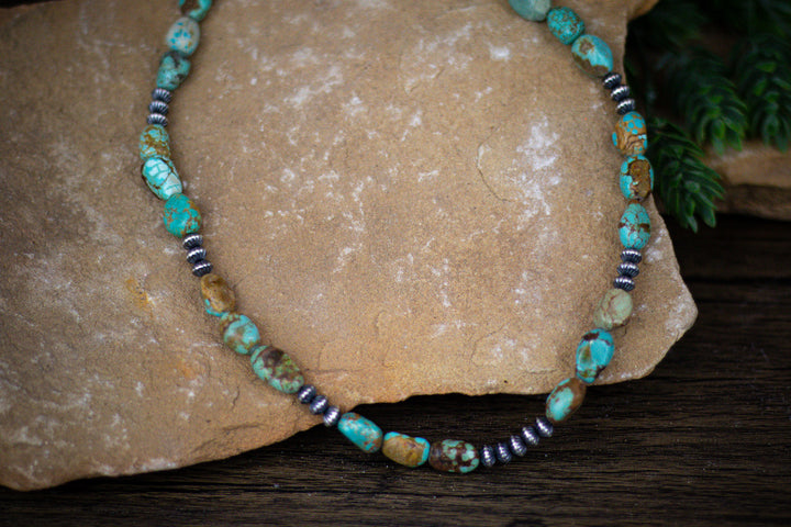 #8 Turquoise Nugget Necklace 20"