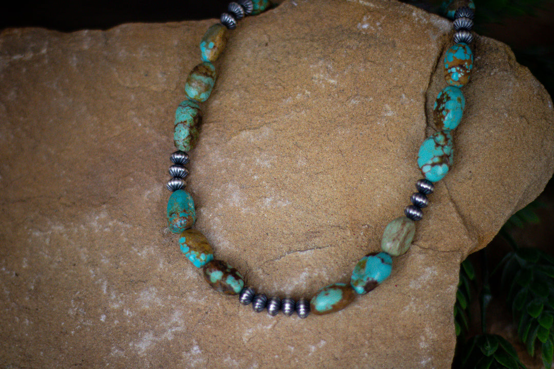 #8 Turquoise Nugget Necklace 20"