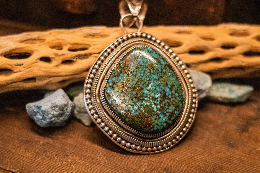Spider Web Turquoise Large Pendent