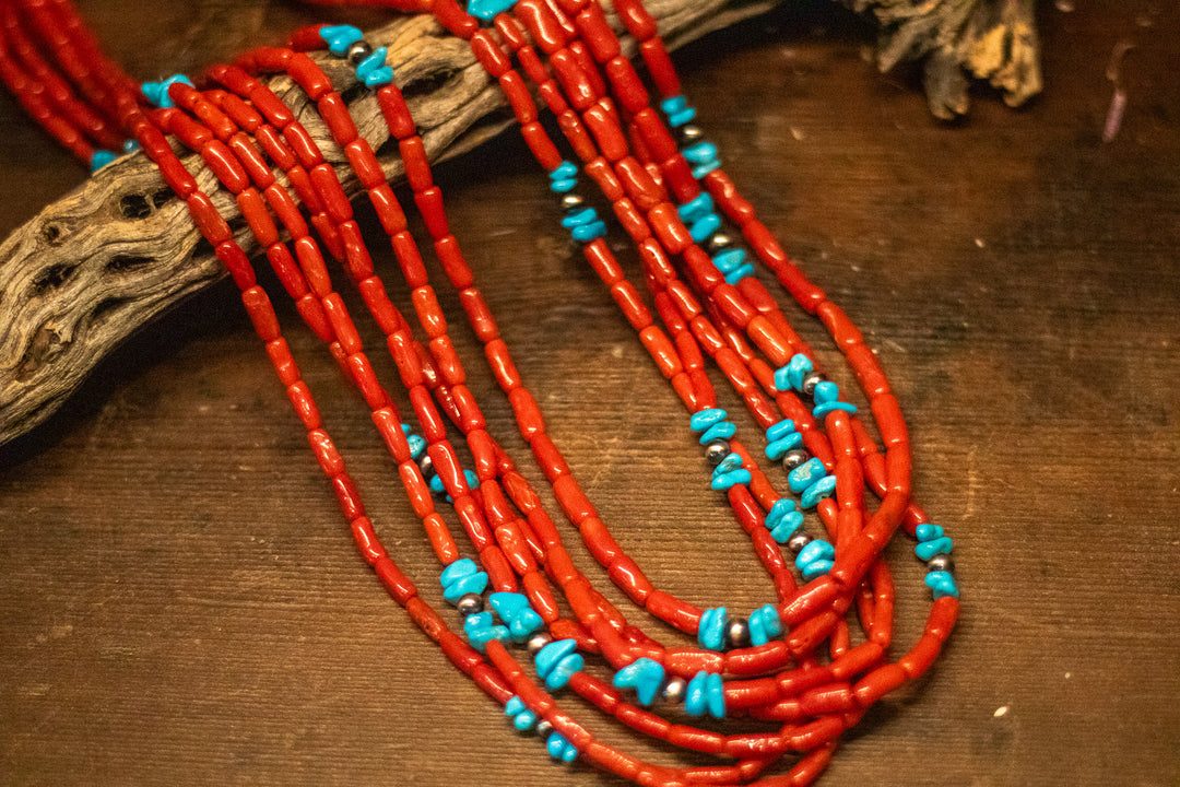 14K Gold Mediterranean Coral Sleeping Beauty Turquoise