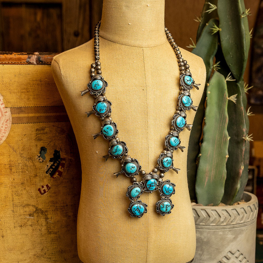 Vintage Navajo Pawn Squash Blossom Necklace – Eagle's Shadow
