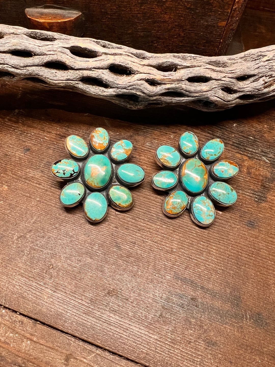 Large Turquoise Cluster Studs