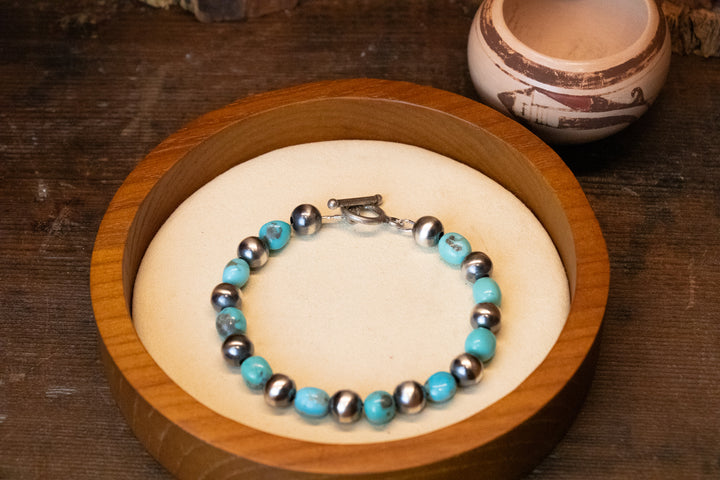 8mm Turquoise & Navajo Pearls Bracelet
