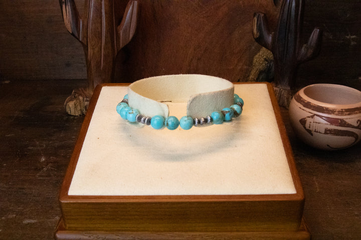 Turquoise Beads & Navajo Corrugated Pearls Bracelet
