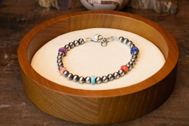 5mm Navajo Pearls & Multi Color Bracelet