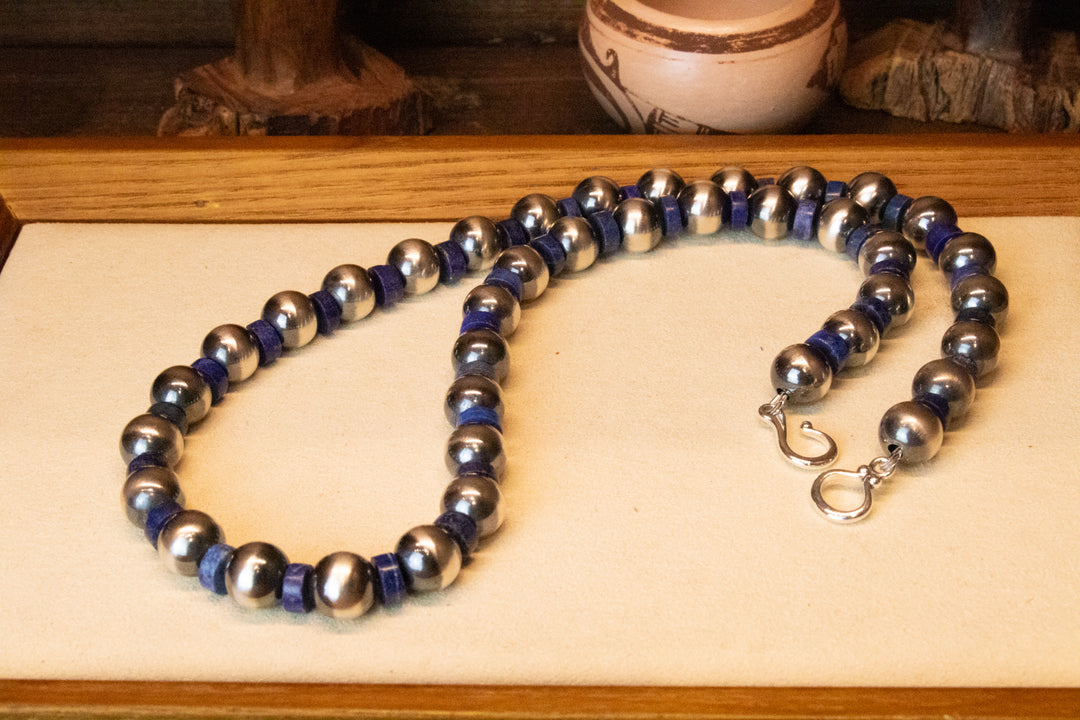 10mm Navajo Pearls & Lapis Necklace