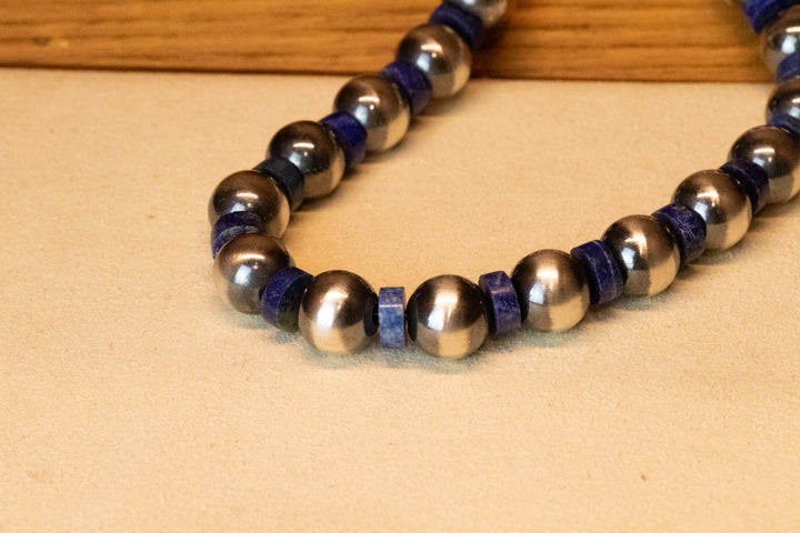 10mm Navajo Pearls & Lapis Necklace