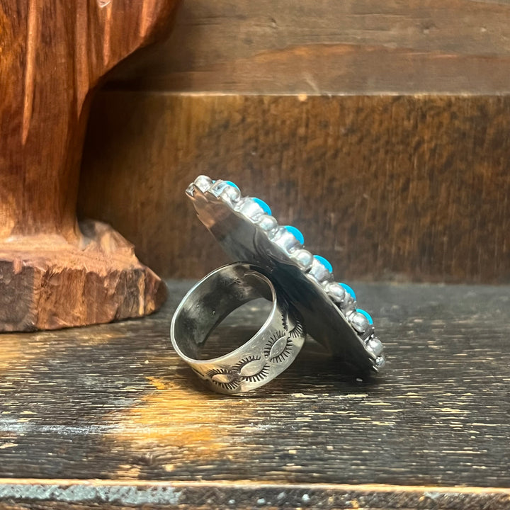 Orange Spiny Turquoise Ring