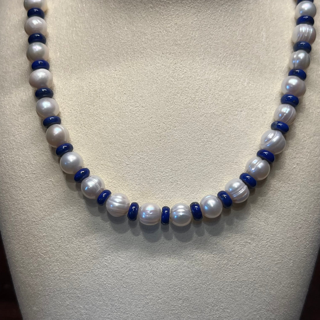 Lapis & Freshwater Pearls Necklace