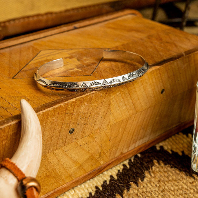 Navajo Knife-Edge Hand-Stamped Pawn Cuff