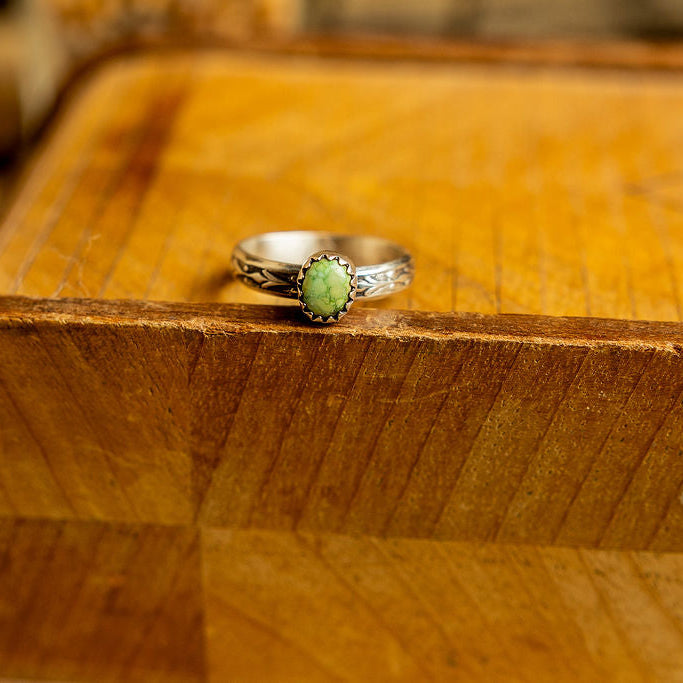 Green Turquoise Stamped Rings