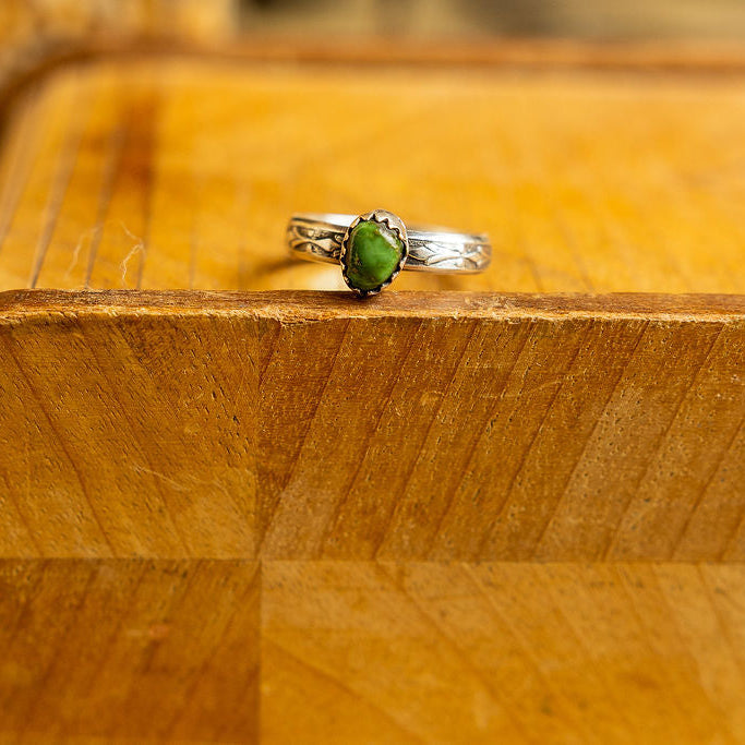 Green Turquoise Stamped Rings