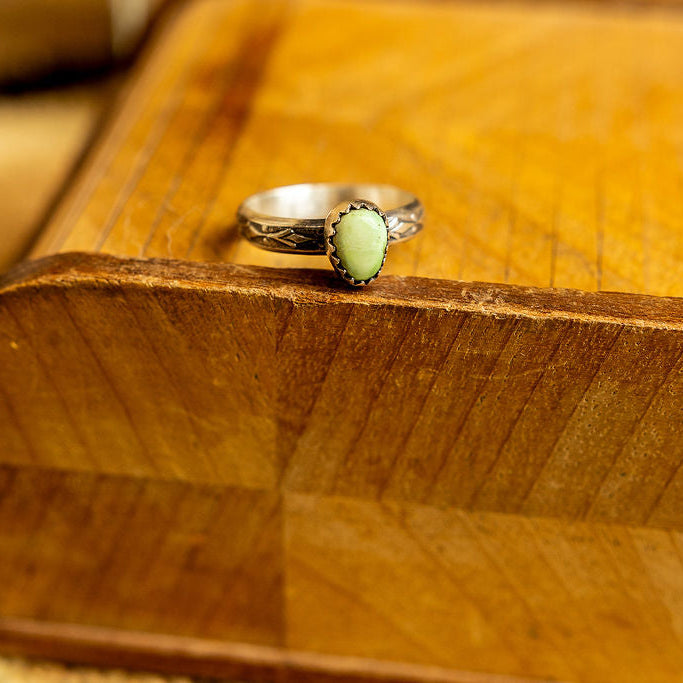 Green Turquoise Stamped Rings