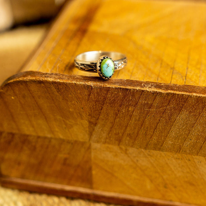 Green Turquoise Stamped Rings