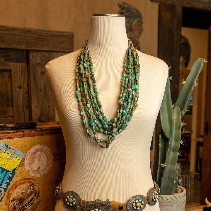 Vintage Pawn Seven-Strand Turquoise Nugget Necklace
