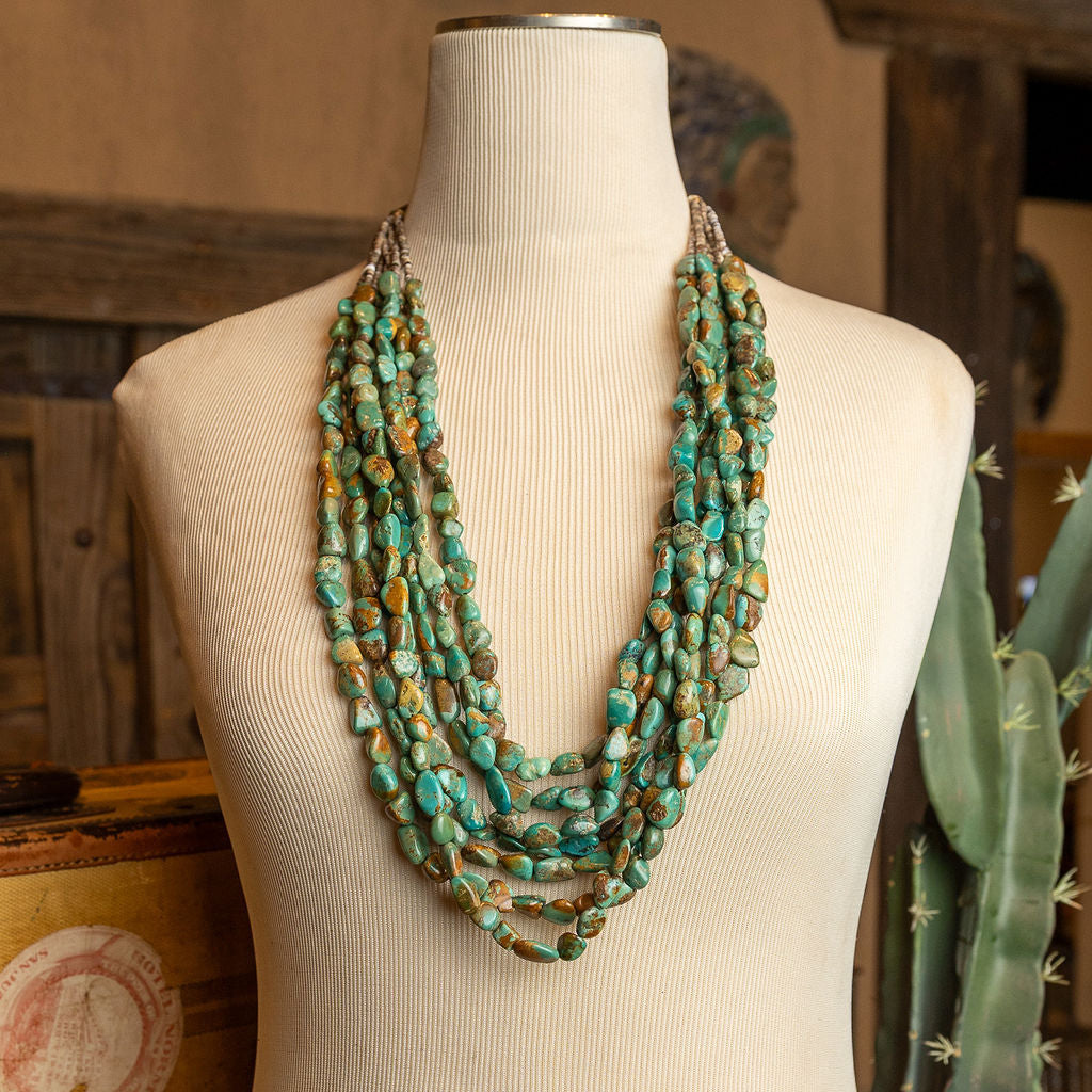 Vintage Pawn Seven-Strand Turquoise Nugget Necklace