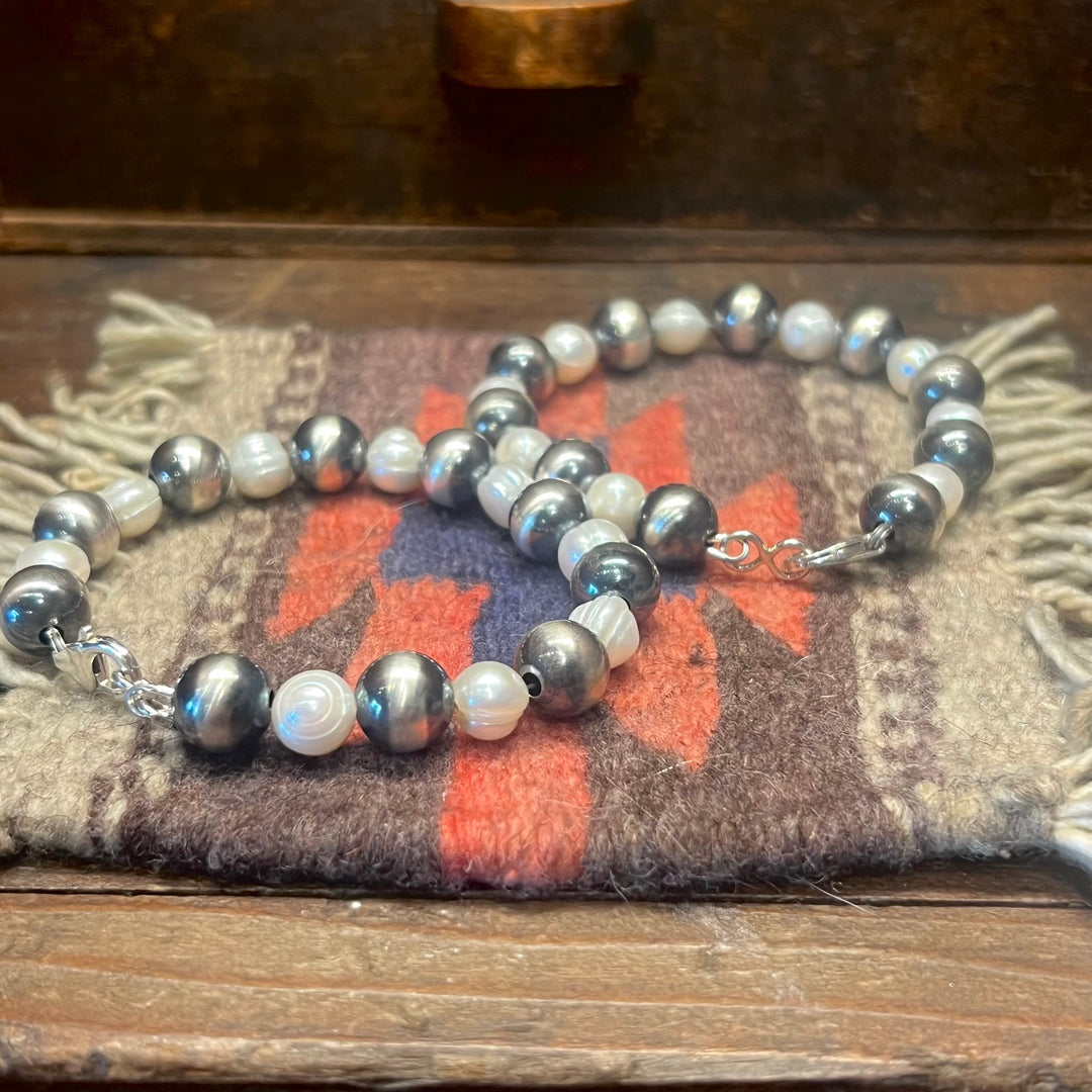 Navajo Pearls 10mm with Freshwater Pearl Bracelet