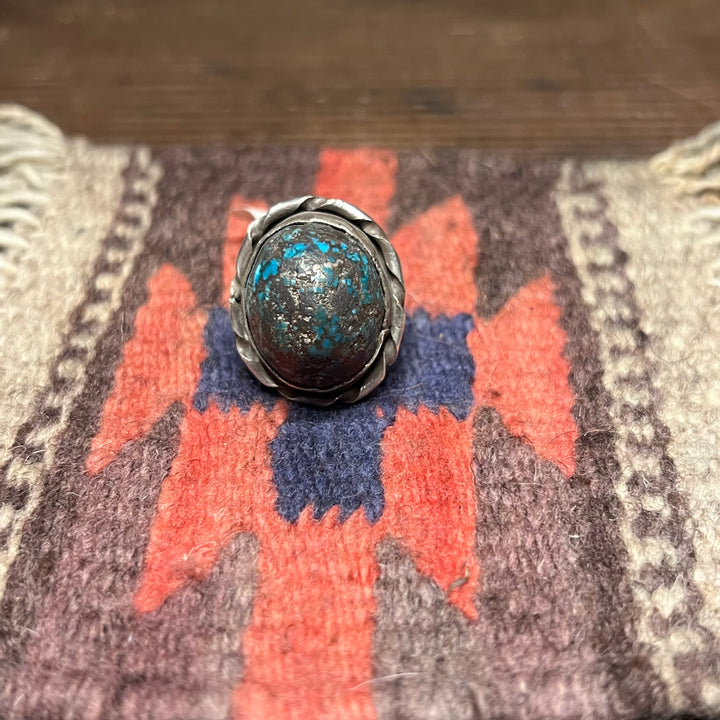 High Dome Spiderweb Nevada Turquoise Vintage 1970's Ring
