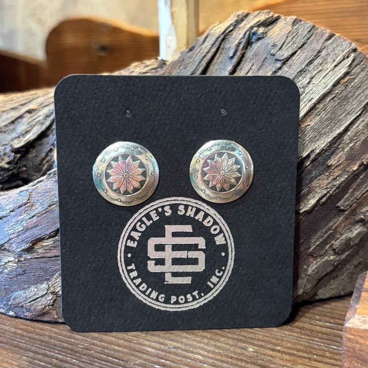 Sun Stamped Sterling Silver Round Studs