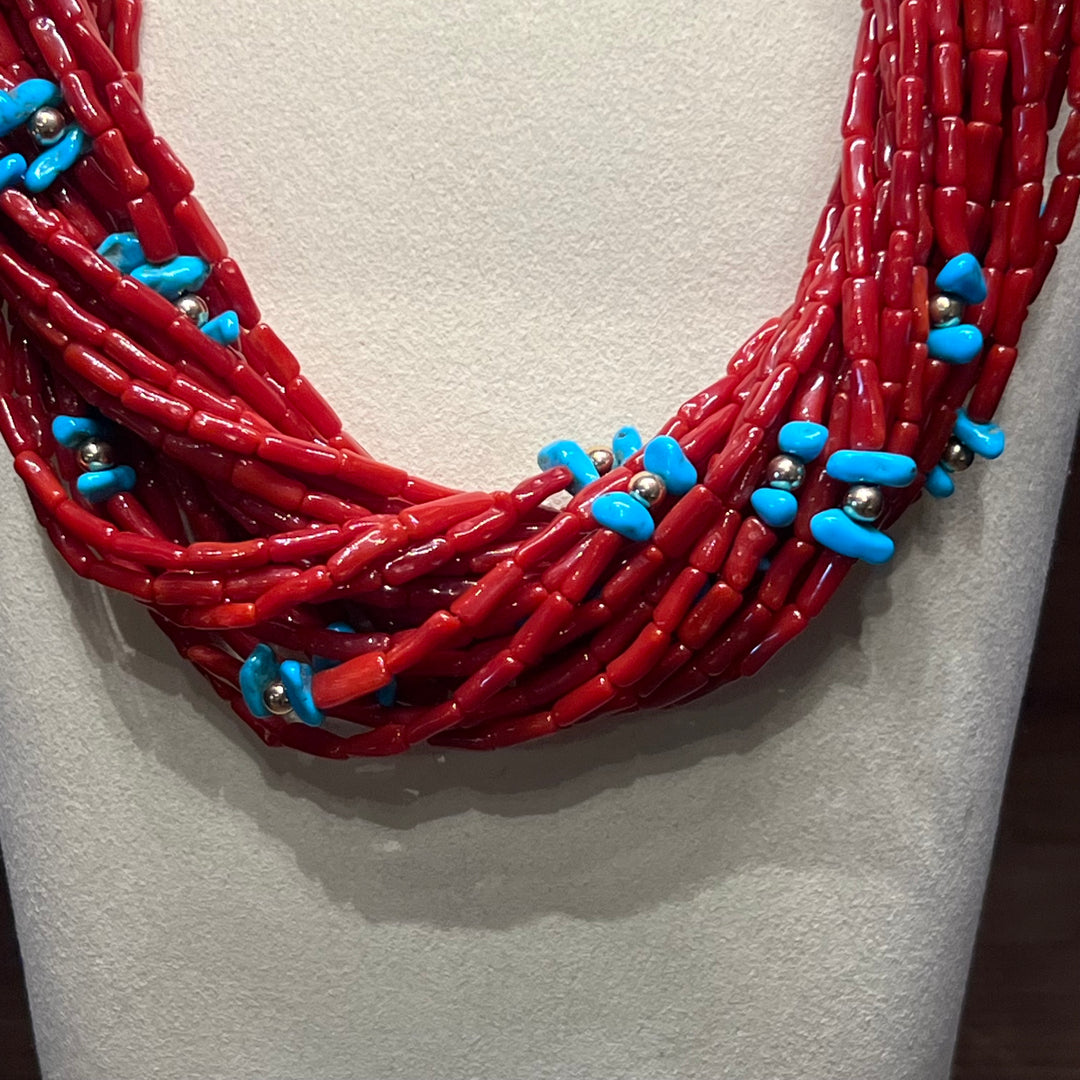 14K Gold Mediterranean Coral Sleeping Beauty Turquoise