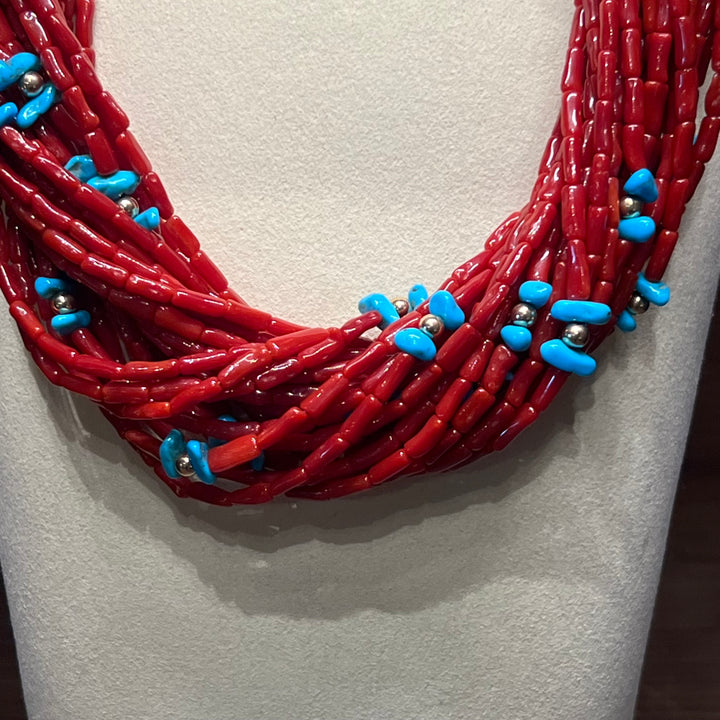 14K Gold Mediterranean Coral Sleeping Beauty Turquoise