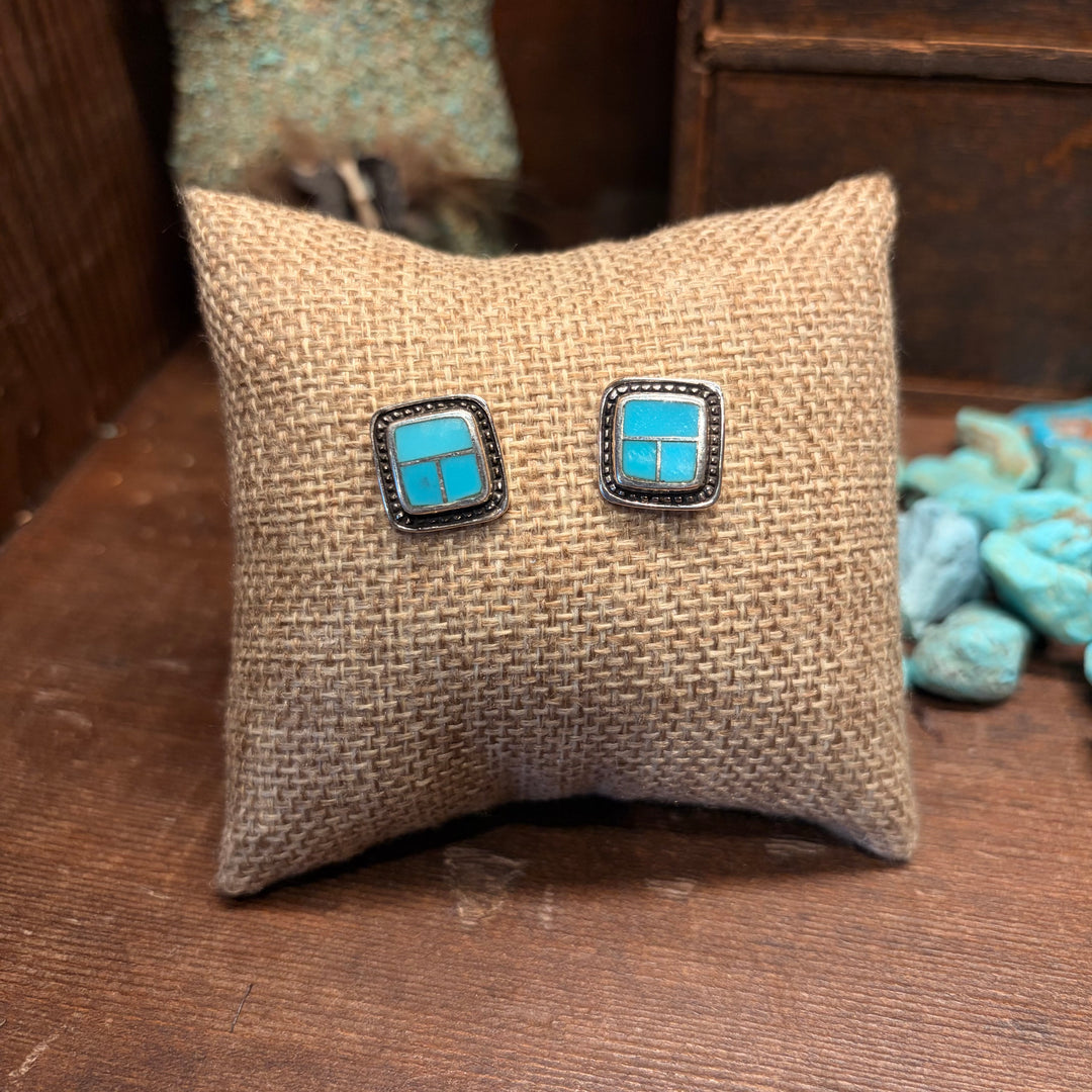 Arizona Blue Square Inlay Studs