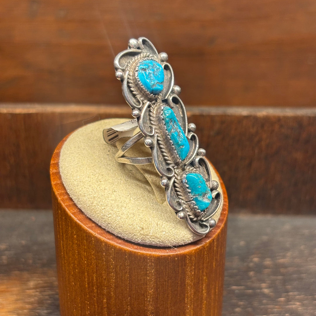 Kingman Arizona Turquoise 3 Stone Ring