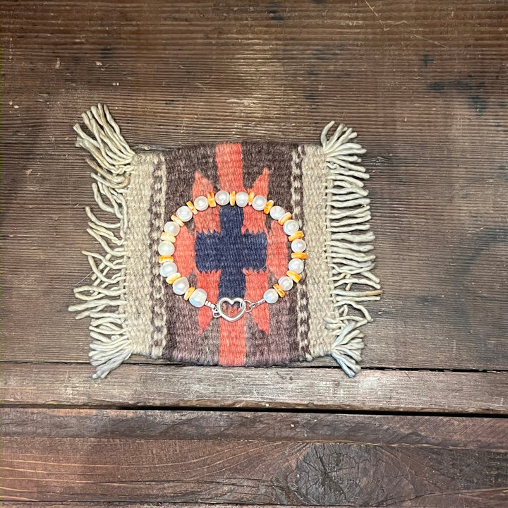 Orange Spiny & Freshwater Pearls Bracelet