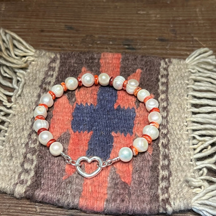 Red Spiny Freshwater Pearls Bracelet