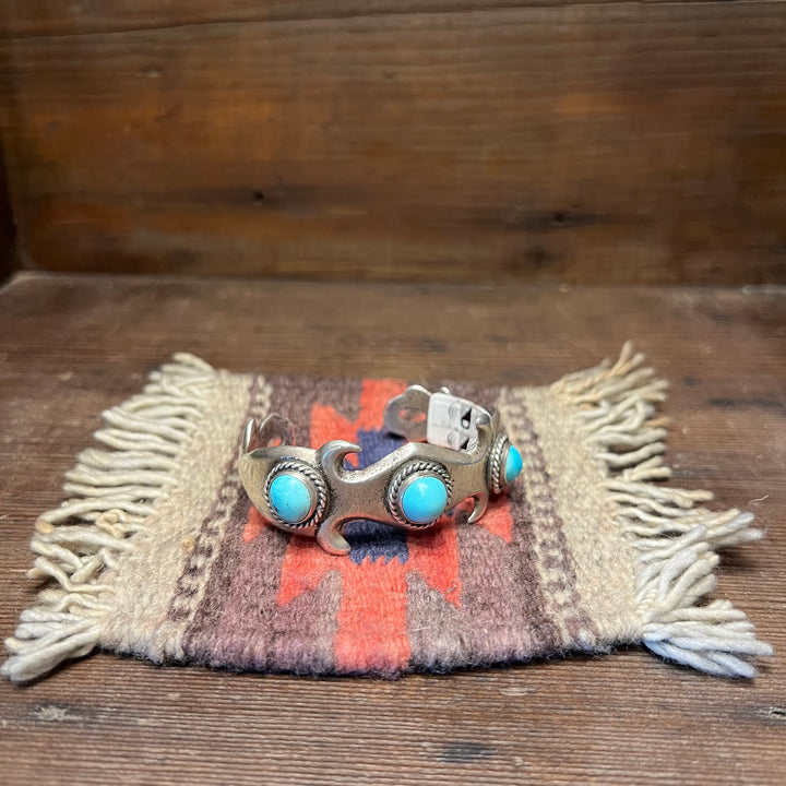 Vintage Persian Turquoise Sandcast 1960's Cuff