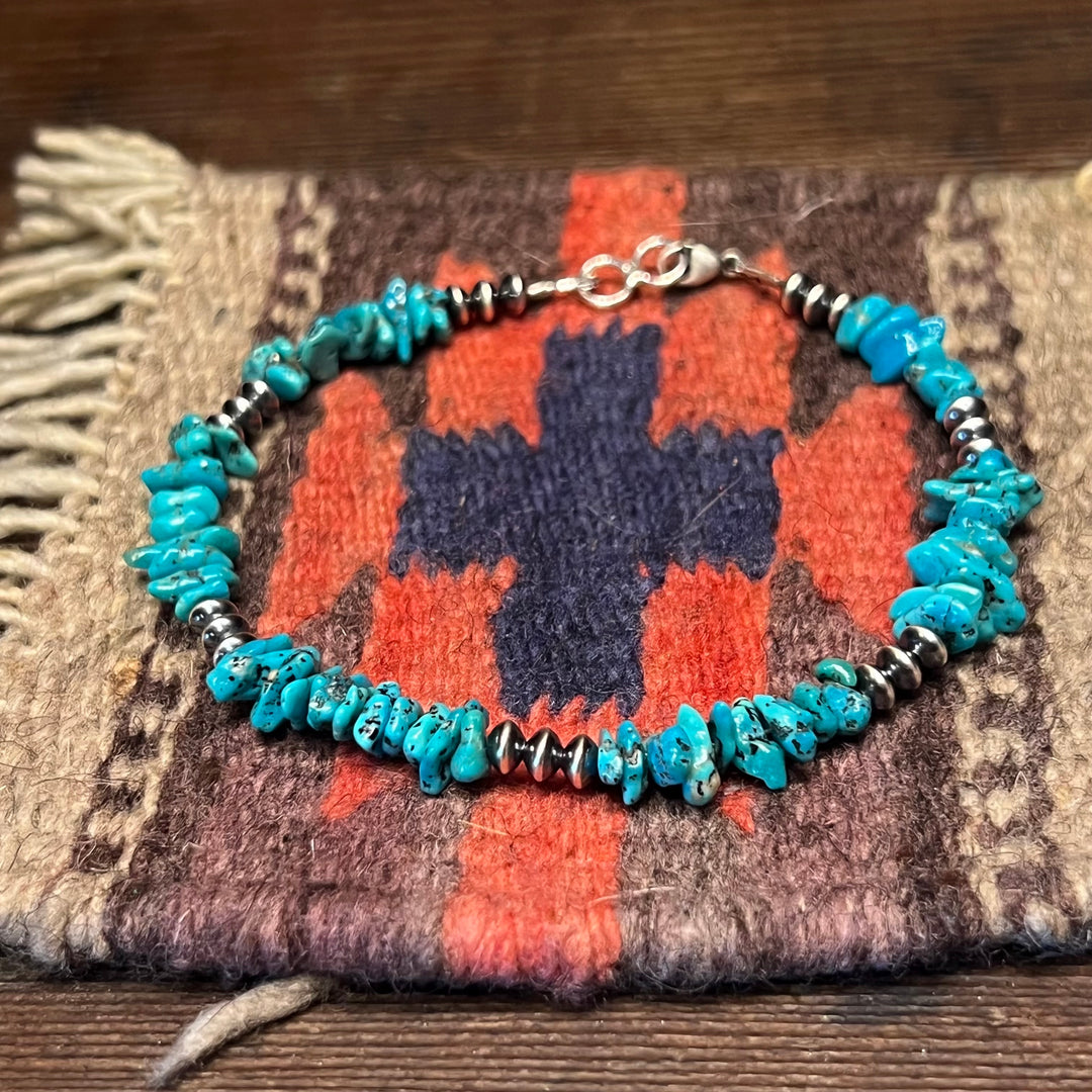 Saucers Beads & Turquoise Nugget Anklet