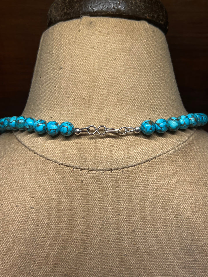 8mm Crushed Turquoise 16” Necklace