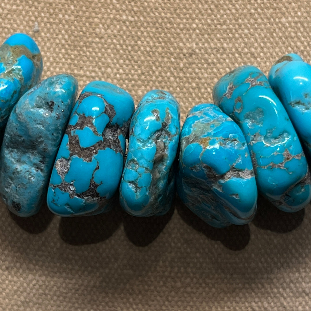 Campitos Turquoise Large Nugget 8mm Navajo Pearl Necklace 18”