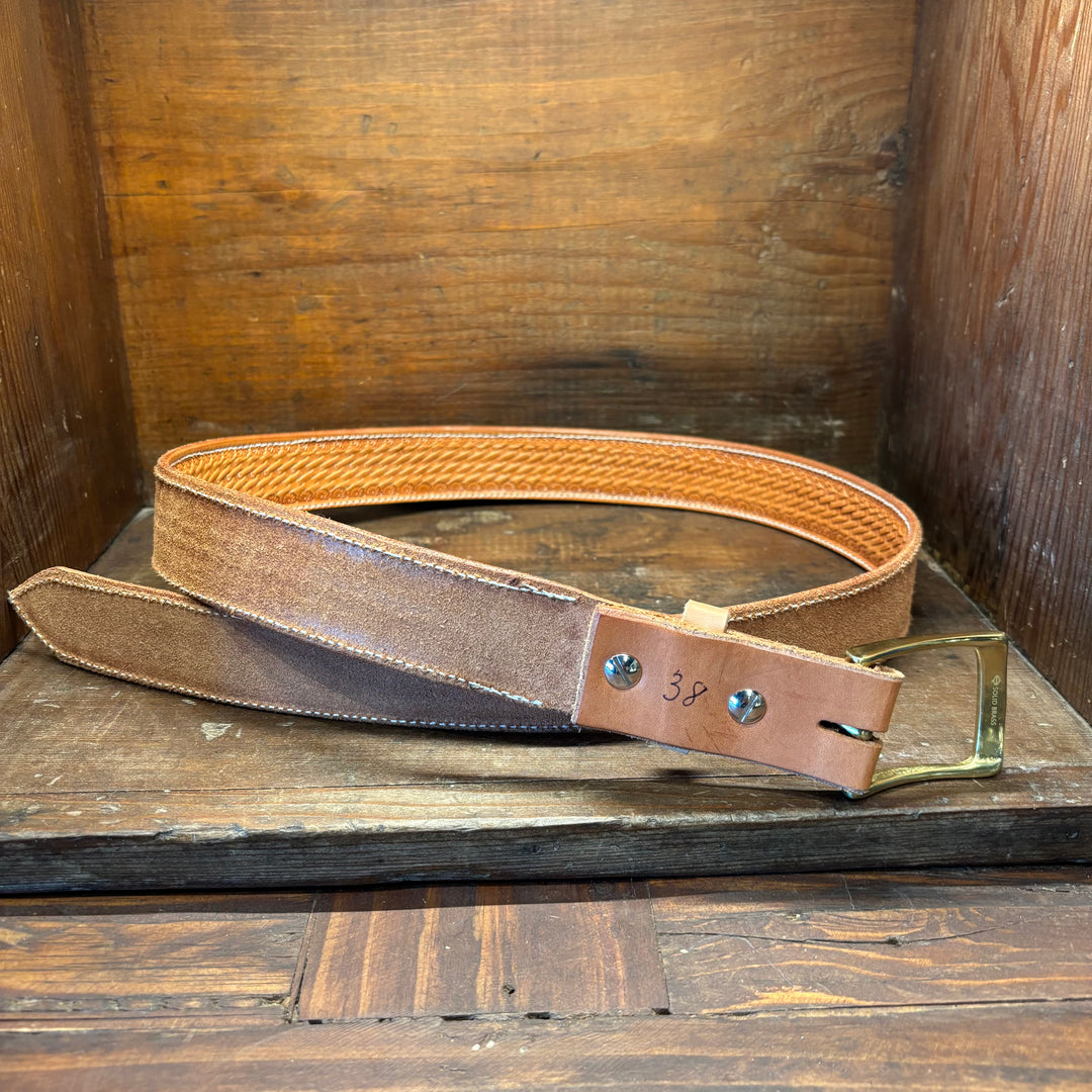 Basket Weave Oiled Natural Leather Belt