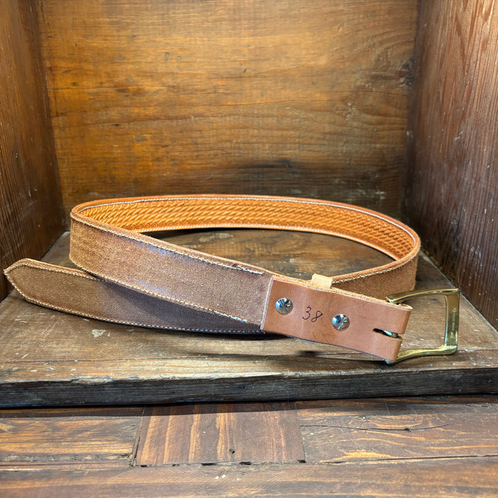 Basket Weave Oiled Natural Leather Belt