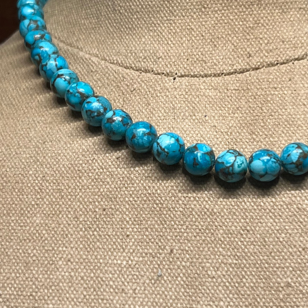 8mm Crushed Turquoise 16” Necklace