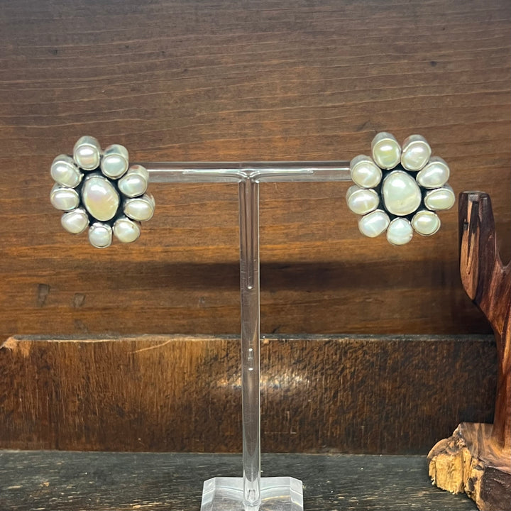 Freshwater Pearl Oval Cluster Earrings