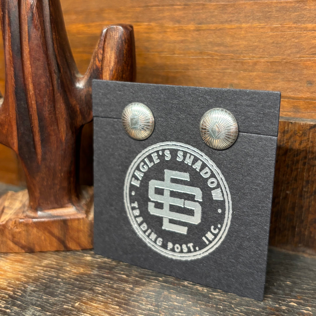Stamped Sterling Silver Round Studs