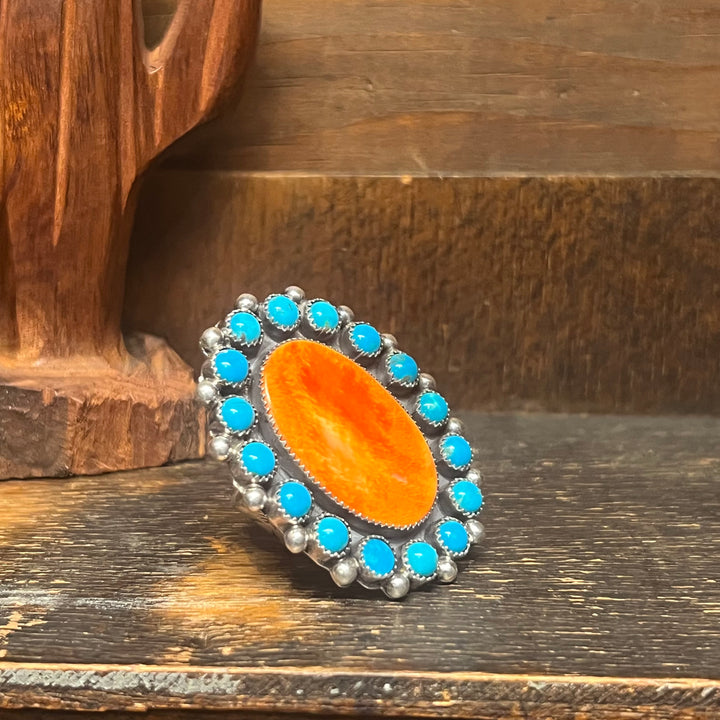 Orange Spiny Turquoise Ring