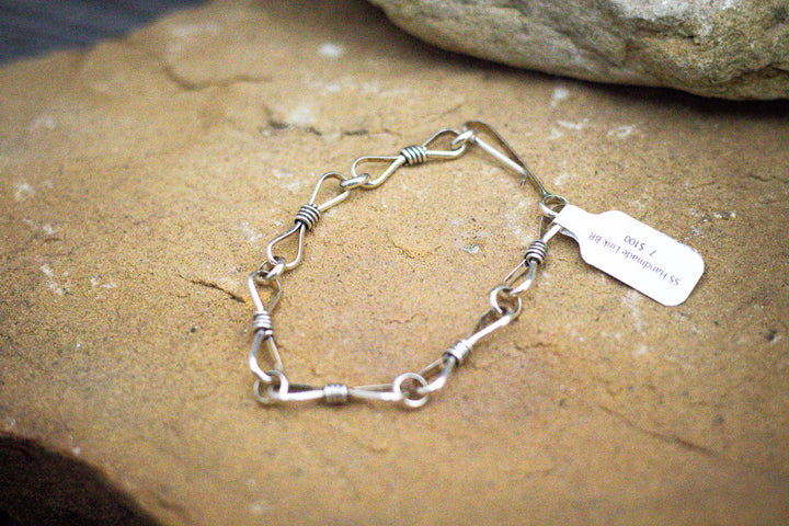 Sterling Silver Handmade Link Bracelet 7"