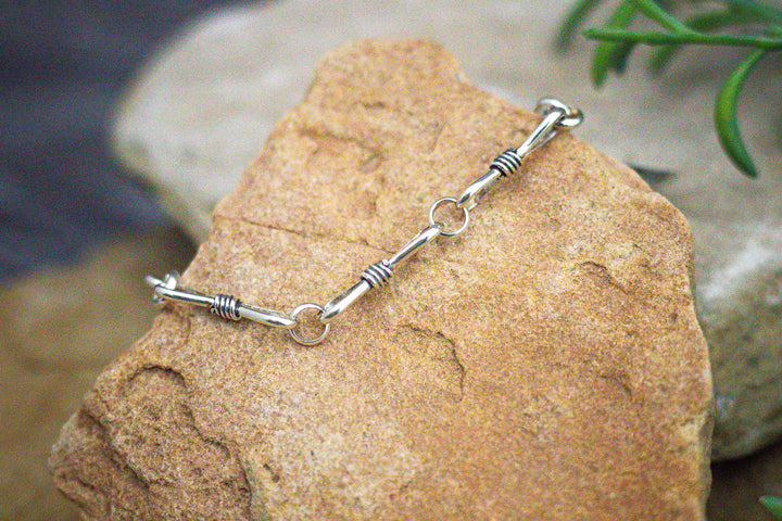Sterling Silver Handmade Link Bracelet 7"