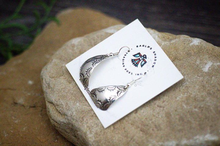 Sterling Silver Sunrise Stamped Triangle Earring