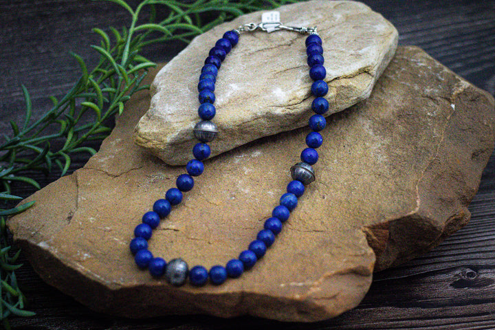 Navajo Pearls 14mm &amp; Lapis 18" Necklace
