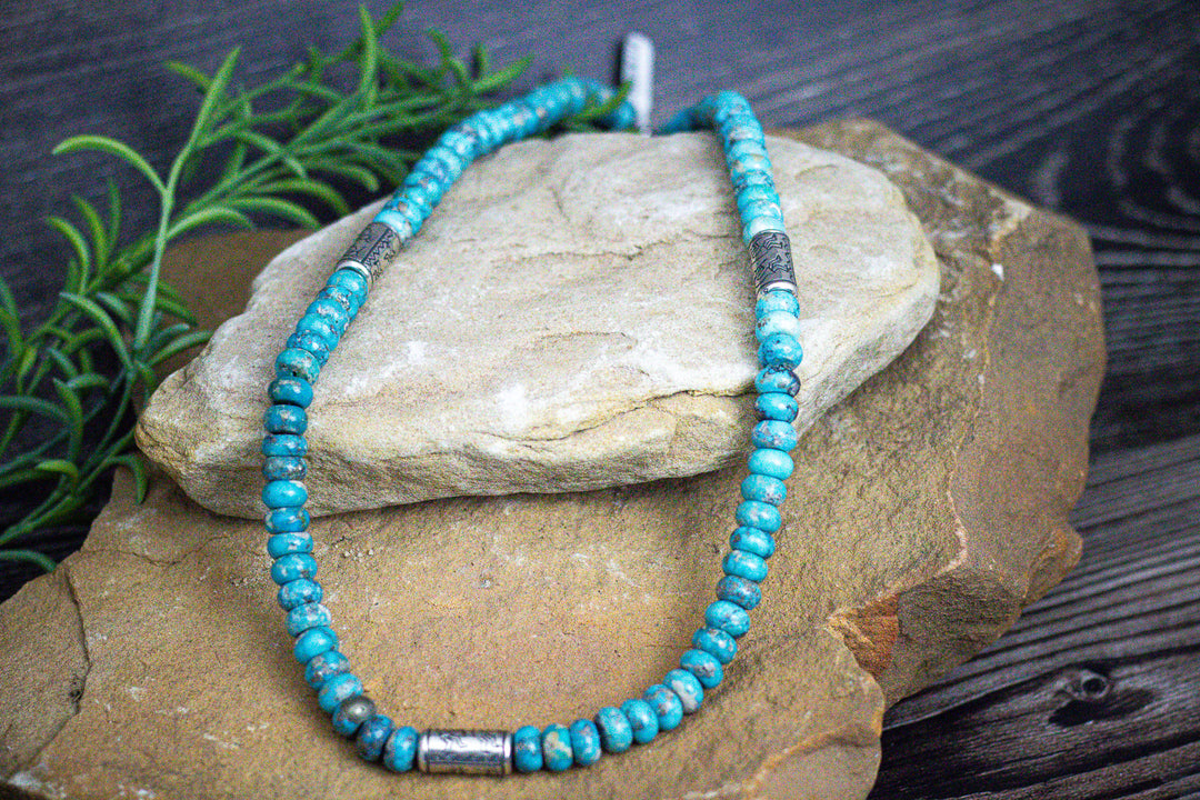 Navajo Large Kokopelli Beads Arizona Turquoise Necklace