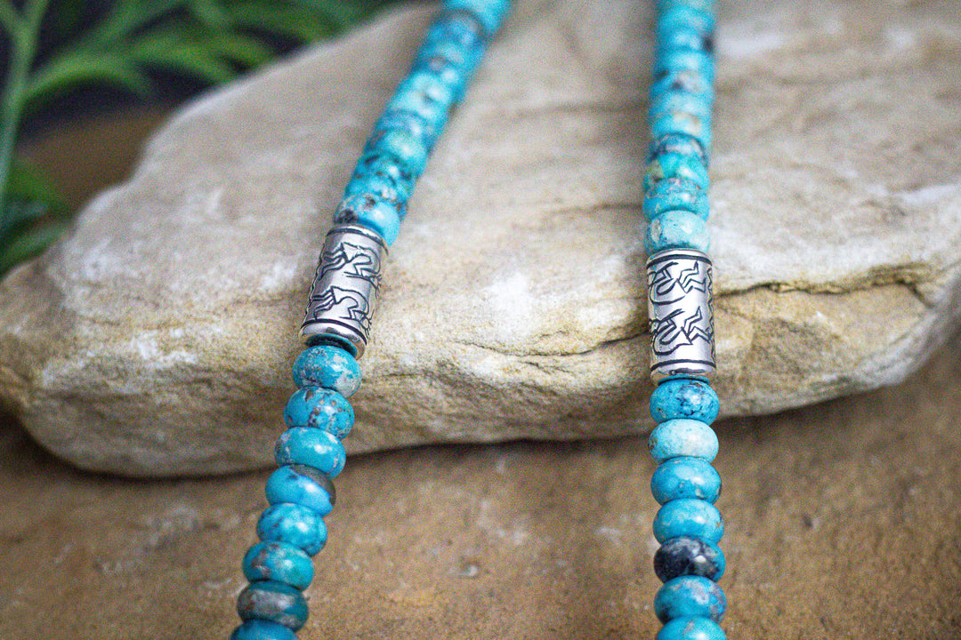 Navajo Large Kokopelli Beads Arizona Turquoise Necklace