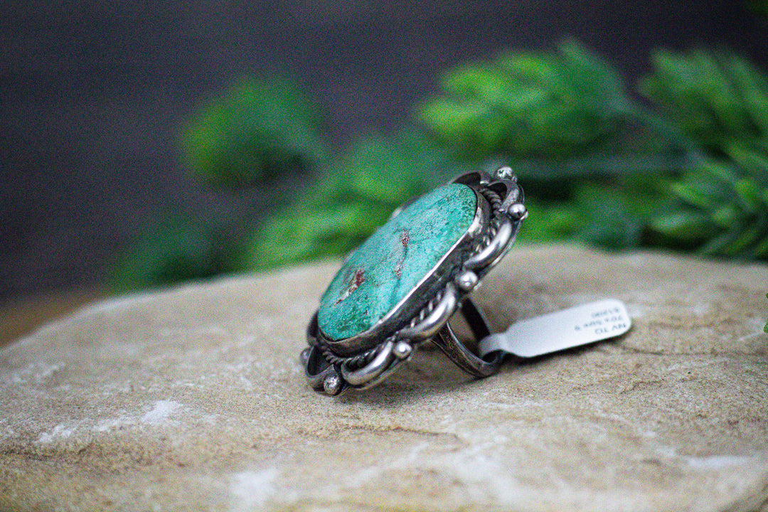 Nevada Turquoise Rope Flower Vintage Ring