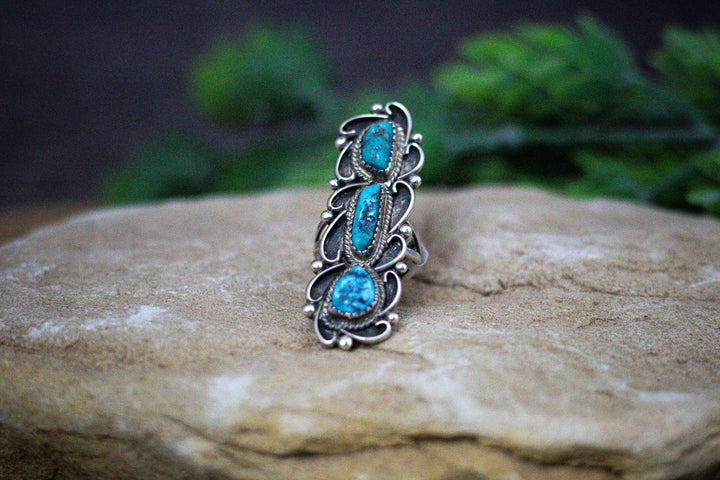 Kingman Arizona Turquoise 3 Stone Ring