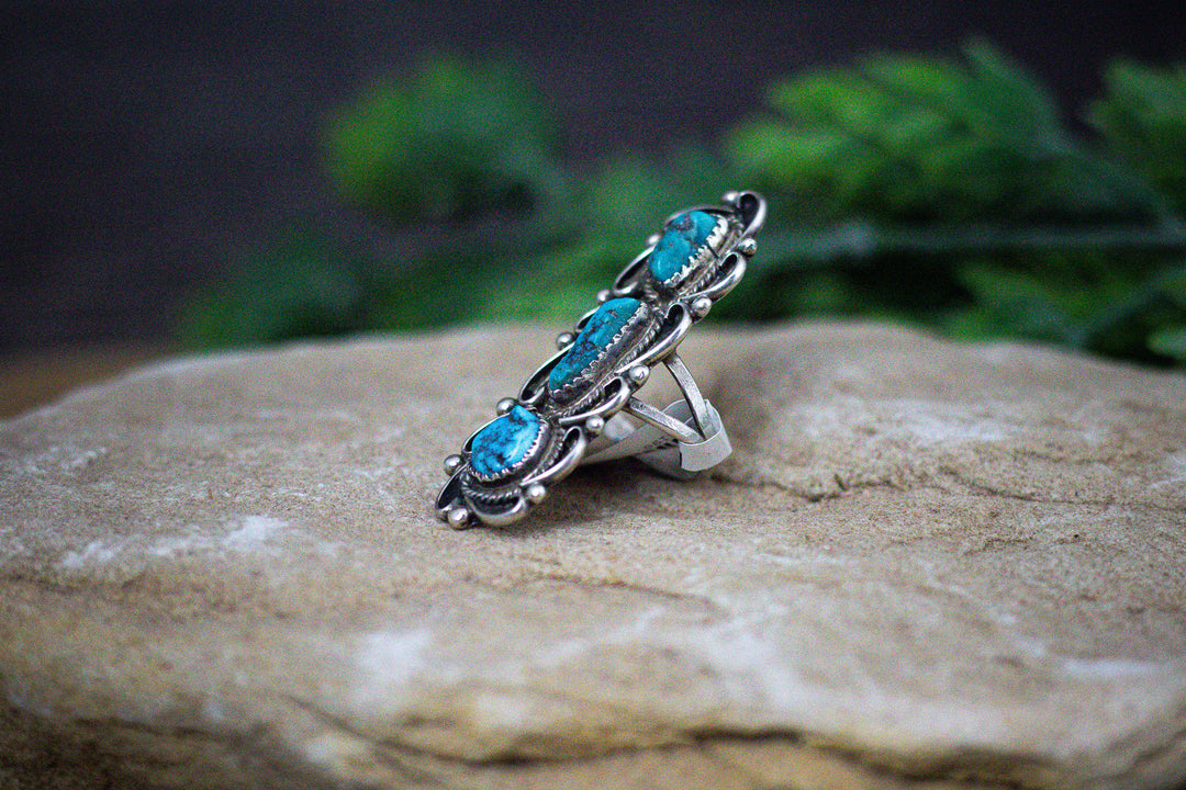 Kingman Arizona Turquoise 3 Stone Ring