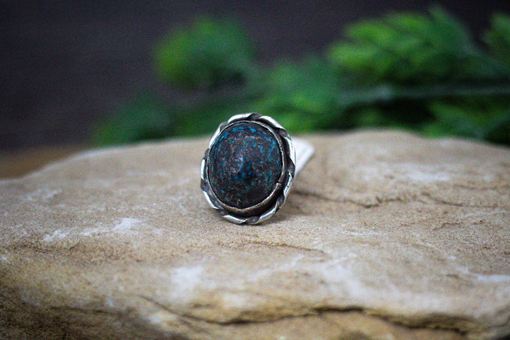 High Dome Spiderweb Nevada Turquoise Vintage 1970's Ring